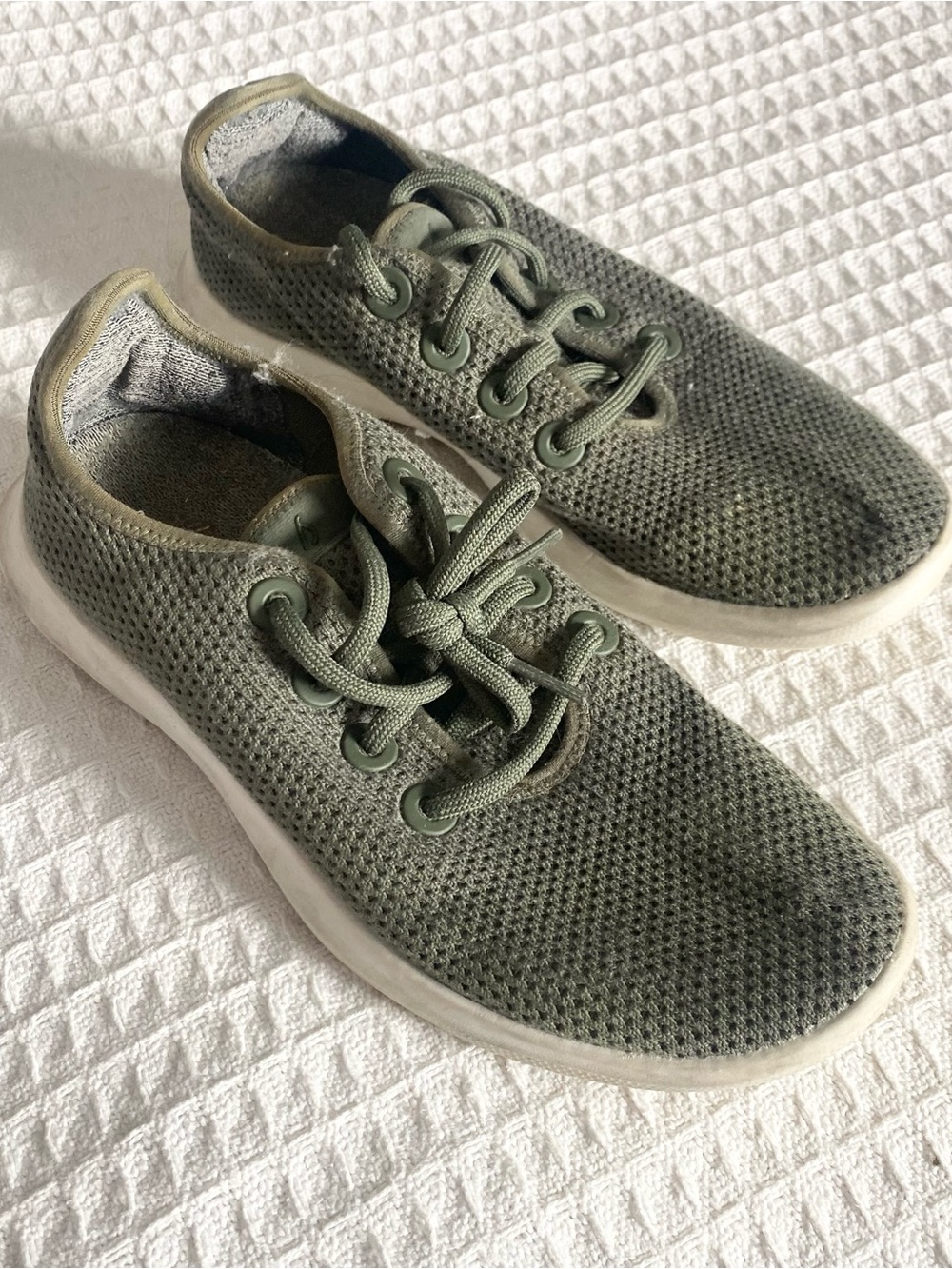 allbirds Women's Olive Green Knit Lace-Up Sneakers
